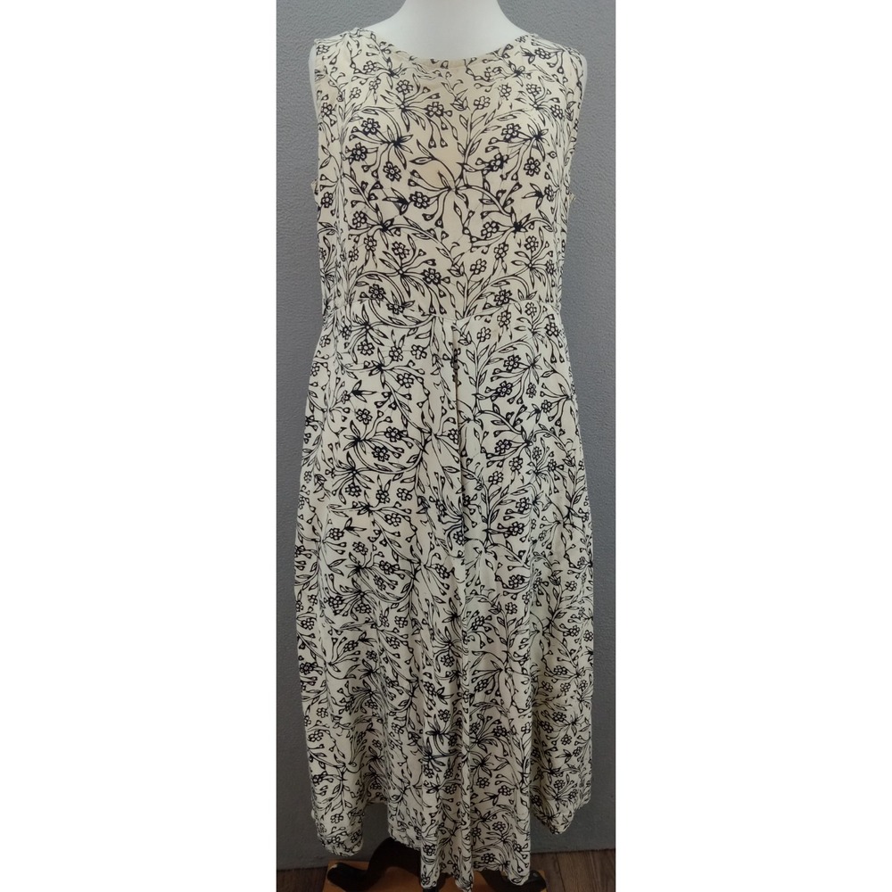 Asiacraft Floral Sleeveless Maxi Dress Size L Rayon Buttons Cottagecore Boho